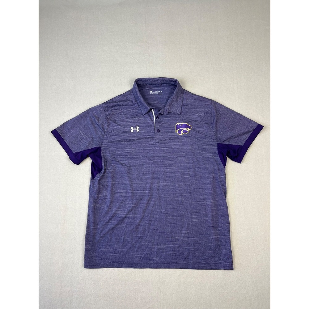 Kansas State Unv Wildcats Polo Shirt Mens 2XL Purple Short Sleeve Under Armour